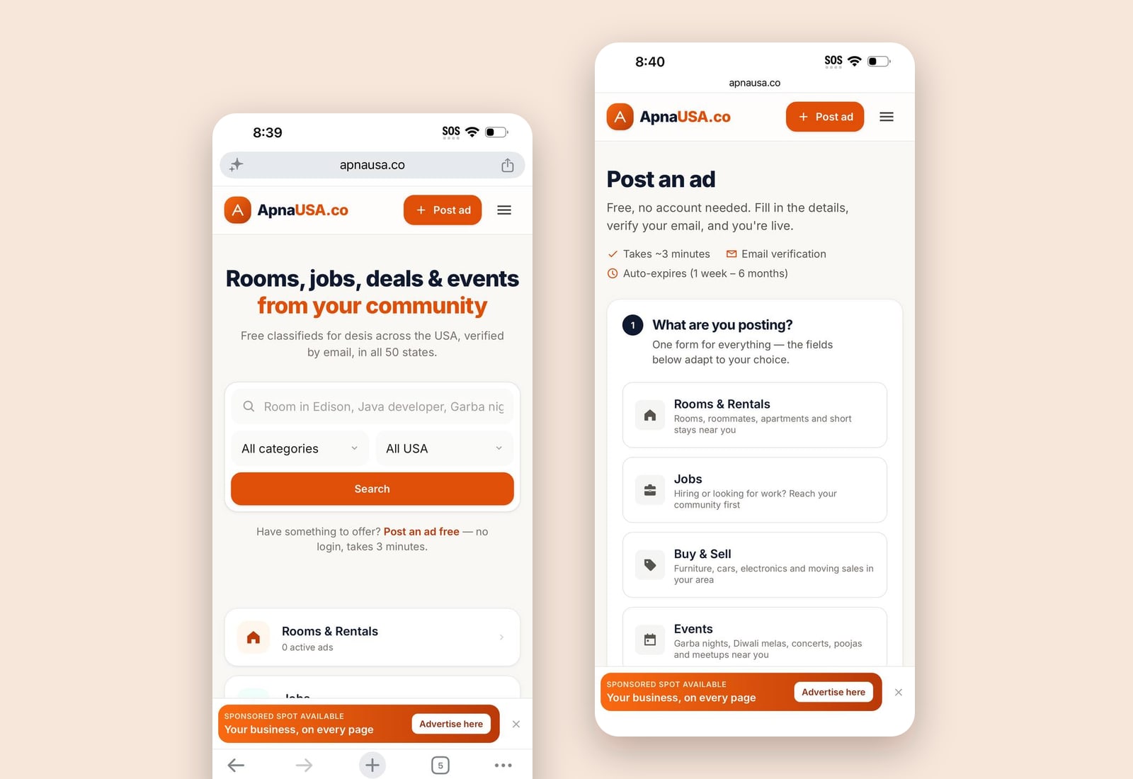 ApnaUSA.co — Free classifieds for the desi community in the USA