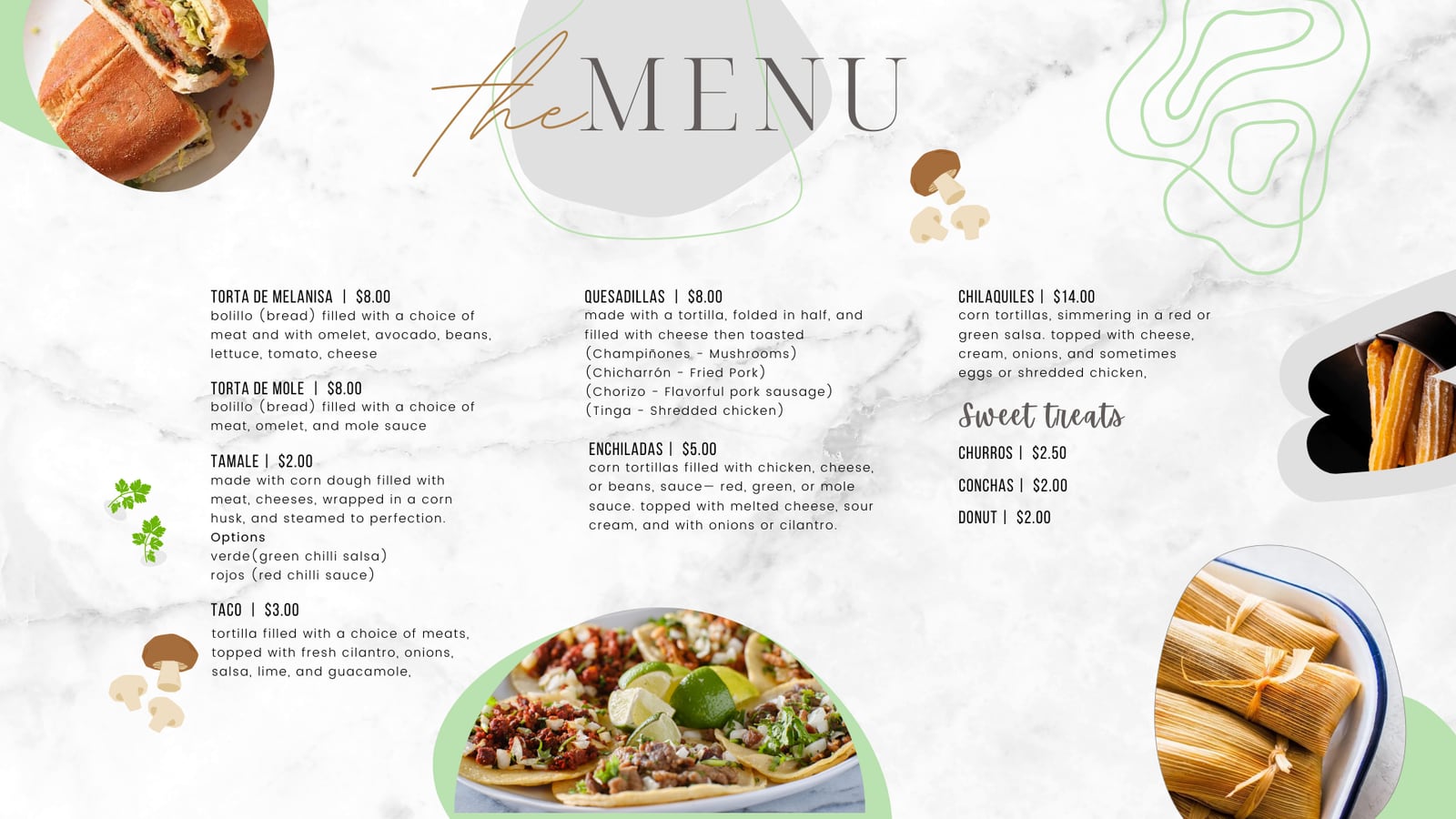 Restaurant menu