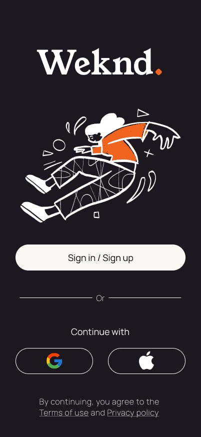 Weknd sign in screen